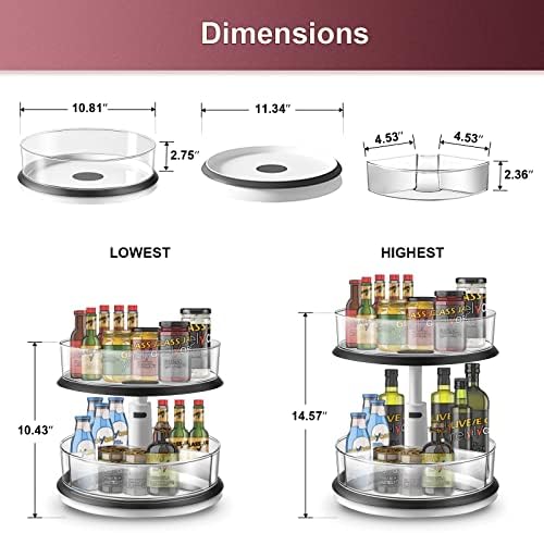 Lazy Susan Medicine Bottle Organizer for Cabinet 2 Tier Clear