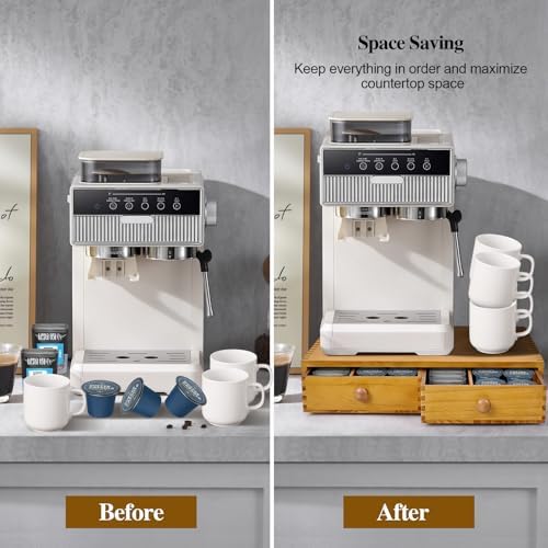 K Cup Storage Organizer, Wood Coffee Pod and Tea Bag Holder