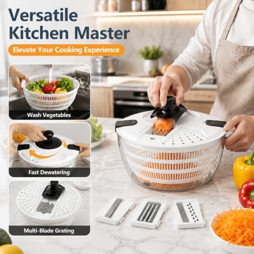 4.2 Quarts Salad Spinner & Mandoline Slicer Set with 5 Blades