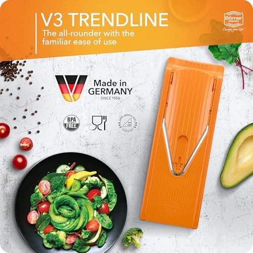Mandoline Food Slicer Börner V3 (Basic Set) by Reston Lloyd • V-Slicer with Food Holder • Made in Germany • Fruit & Vegetable Chopper • Multiple Settings • Color: Orange - Image 3