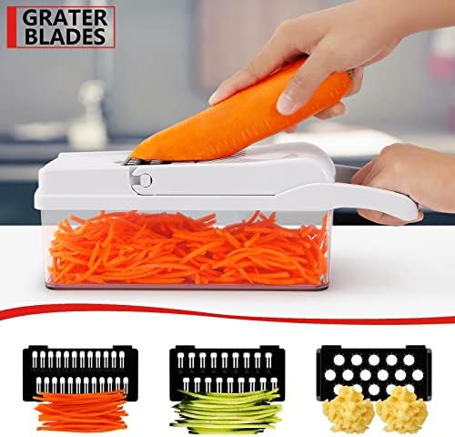 Professional Compact Vegetable Chopper, Veggie Chopper, Chopper Vegetable Cutter, Veggie Chopper with Container, Mandoline Slicer Dicer 9 Inserts