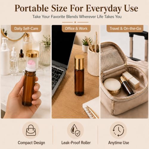 AstraVox 2Pcs 50ml Rose Quartz Refillable Roller Bottles for Essential Oils - Image 4
