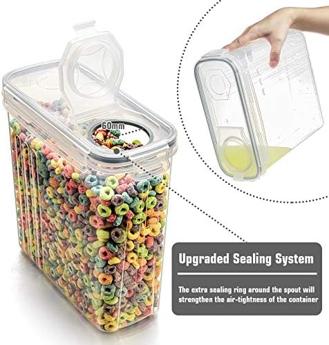 Cereal Storage Containers Set, Large BPA Free Plastic Airtight Food Storage Containers 4L /135.3oz for Flour, Sugar, 6 Piece Set Cereal Dispensers with 20 Labels & Marker, Grey