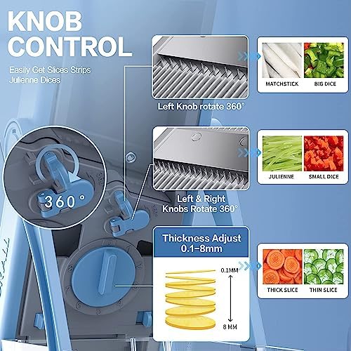 Multifunctional Mandoline Slicer, Julienne & Dicer, 5 in 1 Adjustable Vegetable Chopper for Perfect Potato, Kitchen Gadgets Vegetable & Fruit Slices in Seconds - Image 5