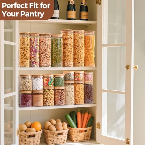 Glass Storage Containers with Lids 1 Qt, Set of 6 Food Storage Jars