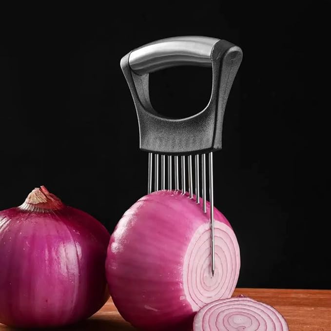 Large Onion Holder for Slicing, Stainless Steel Onion Slice Holder Lemon Slicer Cutter for Slicing, Food Slicer Vegetable Chopper Cutter Assistant Tool forSlicing Meat Lemon Potato Tomato (10Pin-1Pcs)