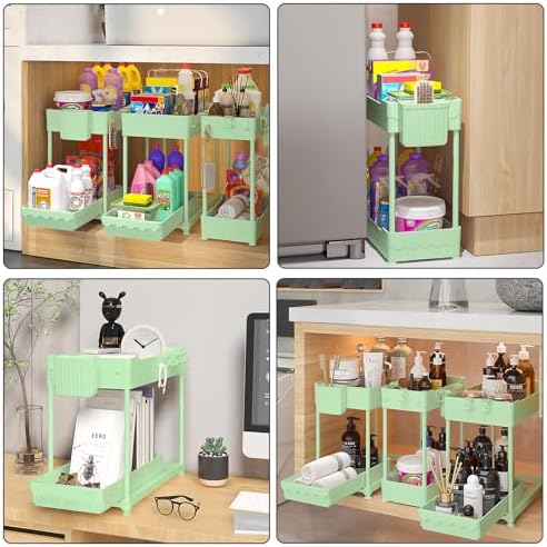 3-Pack 2-Tier Under Sink Organizers with Sliding Drawers