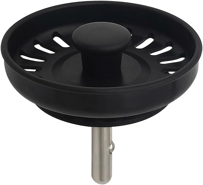 Black Kitchen Sink Drain Basket Strainer Stopper Replacement for Polymer Sink Drain, TGEOND Brass Center Plug Removable Basket Drains