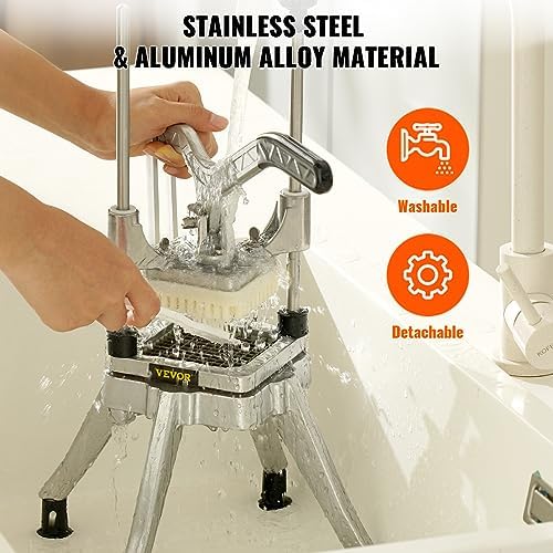 VEVOR Commercial Vegetable Fruit Chopper 3/8″ Blade Professional Food Dicer Kattex French Fry Cutter Onion Slicer Stainless Steel for Tomato Peppers Potato Mushroom Upgrade Style 3/8" - Image 5