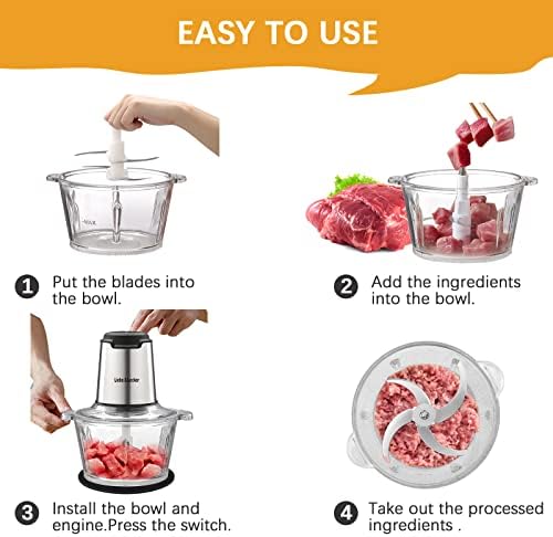Liebe&Lecker Electric Food Chopper, 350W Food Processor with 2 Bowls - Image 6