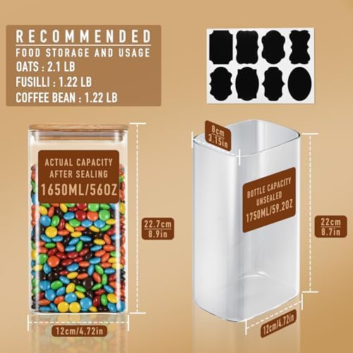 56oz/1.8Qt Rectangle Glass Storage Containers with Lids 3-Pack