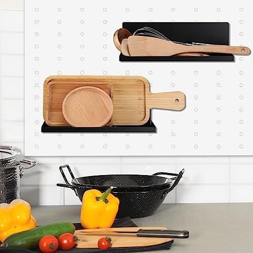 4 Pack Magnetic Pegboard Shelves, 12 x 4.8 x 3.6 Inches, Black