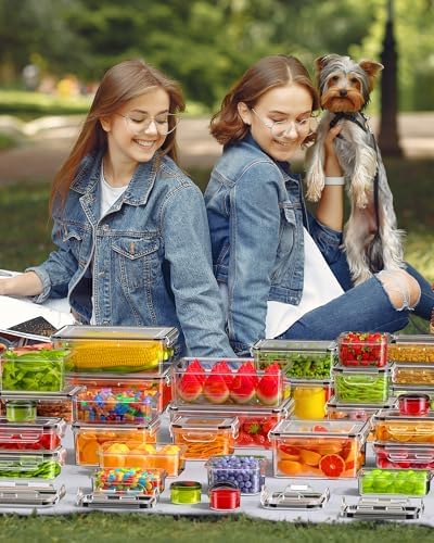 60 PCS Food Storage Containers with Lids, Plastic Food Containers