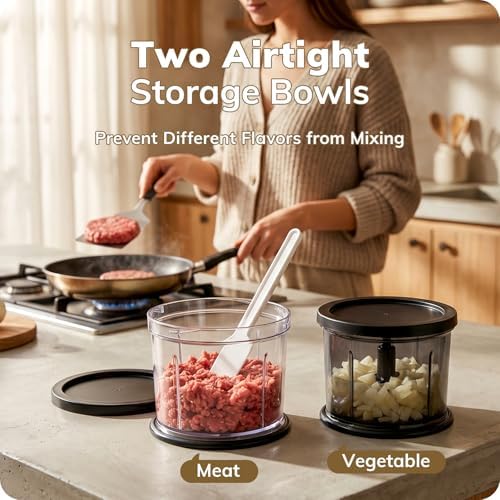 Food Processor with Two 4-Cup Bowls: 2-Speed Electric Food Chopper - Image 5