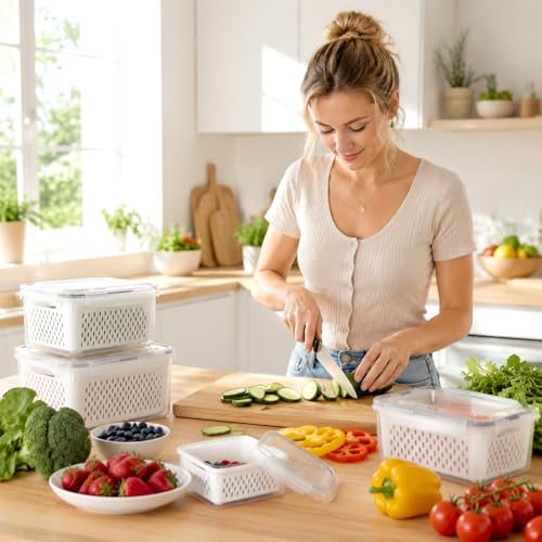 5 PCS Fruit Storage Containers for Fridge Food Storage Containers