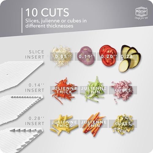 Börner Mandoline Slicer V5 (Starter Set) • Vegetable V-Slicer for Slices, Sticks & Dices in Various Sizes • With Stainless Steel V-Blade • Adjustable Kitchen Slicer • Color: White - Image 3
