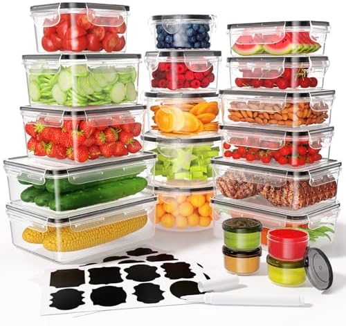 Large 40 Piece Food Storage Containers with Airtight Lids, BPA-free