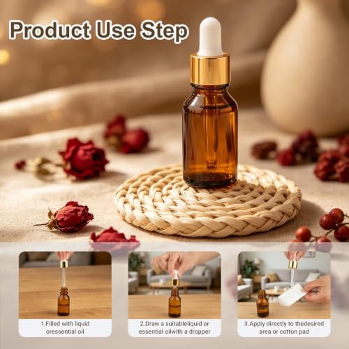 15mL Amber Glass Dropper Bottle,1/2 Oz Tincture Bottles with Dropper, Labels- Leak Proof Travel Eye Dropper Bottle,Suitable for Essential Oils, Laboratory Chemicals, Cologne, and Perfume - Image 3