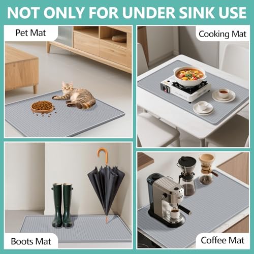 24" x 17" Under Sink Mat for Kitchen Waterproof Raised Edge
