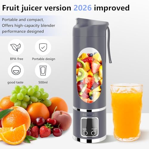 EASYSPEED Portable Blender Electric USB-C, 500ML Personal Juicer for Shakes, 12 Blades, 1500mAh Rechargeable, BPA Free, 18oz Small Blender with Leakproof Lid & Sip Spout, Mixing, Compact - Image 3
