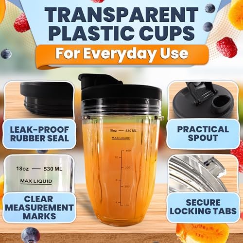 18 Oz Replacement Cups for Ninja Blender, 2 Pack, Twist-On Design - Image 6