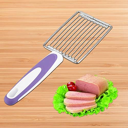 Tomato Cutter, Stainless Luncheon Meat Cutter Tomato Slicers Fruits Cutter Stainless Steel Meat Cutter with Handle for Soft Tomato Ham Egg(Purple) - Image 6