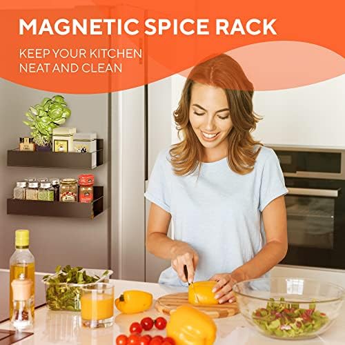 2 Pack Magnetic Shelves for Washing Machine, Laundry Organizer and Storage, Magnetic Spice Rack for Refrigerator, Holds 12 pounds each, Black Steel