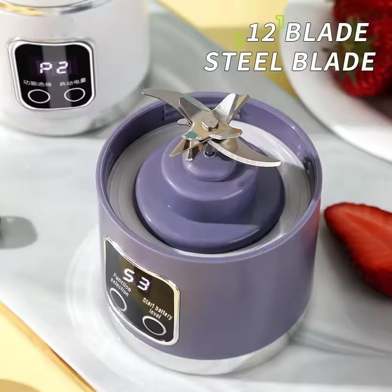 Portable Blender Cordless for Shakes and Smoothies,12 Blades USB Rechargeable Small Blender,16 oz Personal for Ice and Frozen Fruit,Compact and Easy to Clean,Ideal for Home and Travel (Purple) - Image 5