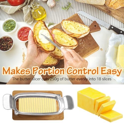 Butter & Cheese Slicer Cutter, Stainless Steel Wire Cheese Slicer, Safe for Food Contact, Multipurpose Handheld Butter Cutter for Block Cheese, Butter, Soft Fruits, and Dishwasher Safe - Image 4
