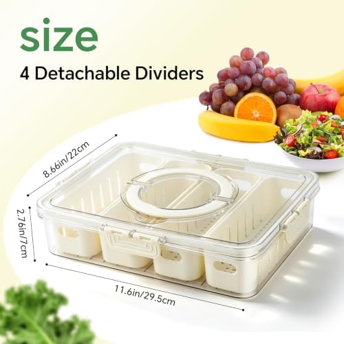 Veggie tray with lid for fridge, Produce Saver Bin with Lid & Handle