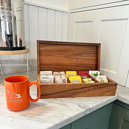Acacia Wood Tea Box, 10 Compartment XL Tea Chest