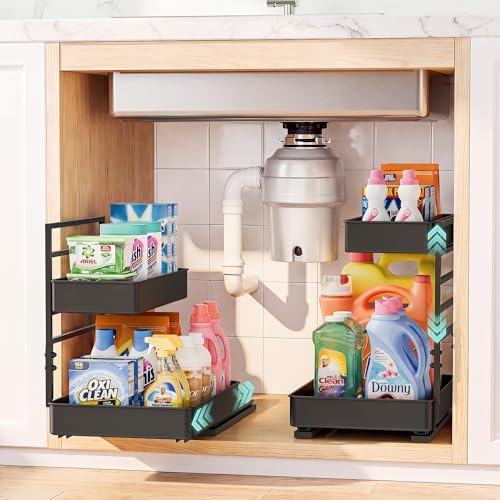 Under Sink Organizer, Adjustable Pull Out Rack for Tall Bottles