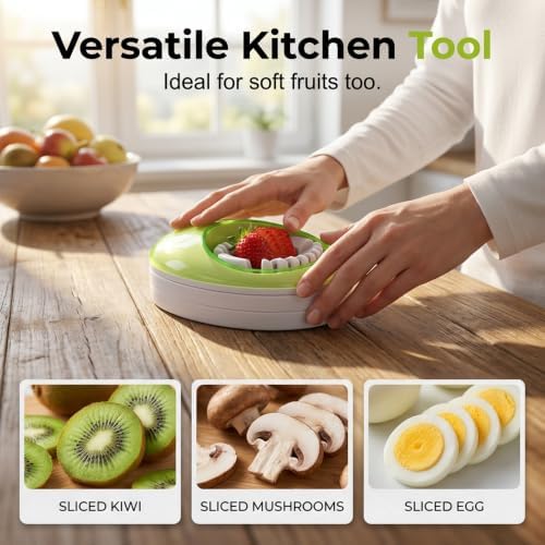Egg Slicer for Hard Boiled Eggs,Stainless Steel Egg Cutter,Kitchen Chopper Tool for Strawberry Tomato,Mushroom,Butter and Grape,Kitchen Gadget (Red) - Image 6
