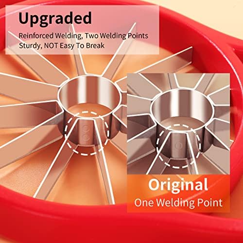 Newness 5.12 Inch Extra Large Apple Slicer, Heavy Duty Apple Cutter 12 Slices, Durable Apple Cutter Slicer, Stainless Steel Apple Slicer and Corer - for Apple, Potato, Onion and More, Red