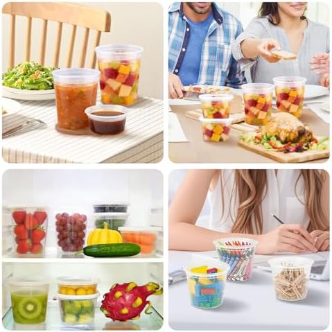 60 Sets Deli Containers with Lids Disposable Plastic Food Storage