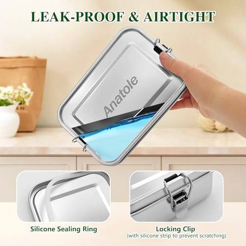 304 Stainless Steel Bento Box 47oz Leak-Proof Lunch Box 1 Divider