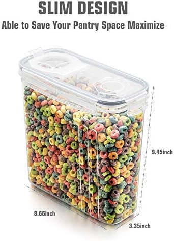 Cereal Storage Containers Set, Large BPA Free Plastic Airtight Food Storage Containers 4L /135.3oz for Flour, Sugar, 6 Piece Set Cereal Dispensers with 20 Labels & Marker, Grey