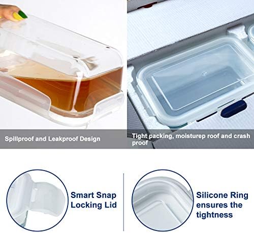 8-Pack 30oz Glass Meal Prep Containers with Leak Proof Snap-Lock Lids