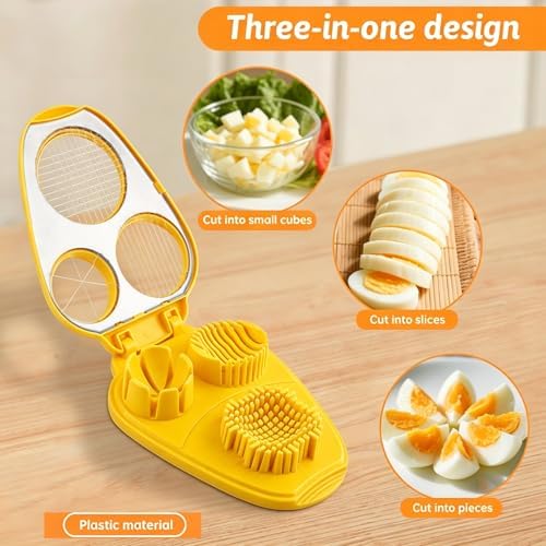 3 in 1 Egg Slicer for Hard Boiled Eggs, 3 Slice Modes with Cleaning Brush - Image 4