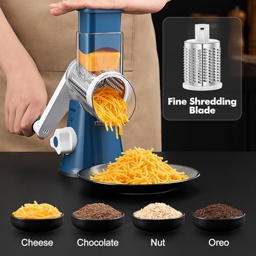 Geedel Rotary Cheese Grater Hand Crank, Cheese Shredder Vegetable Slicer - Image 2