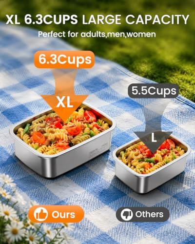 APP Control Cordless Electric Heated Lunch Box for Adults, 6.3 Cup 27000mAh Rechargeable Smart Self Heating Lunchbox, 100W Fast Heating Portable Food Warmer for Men Women Worker, Truckers, Offices