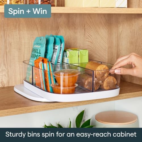 MagicTrack Turntable with 4 Bins, Rectangle Lazy Susan Organizer
