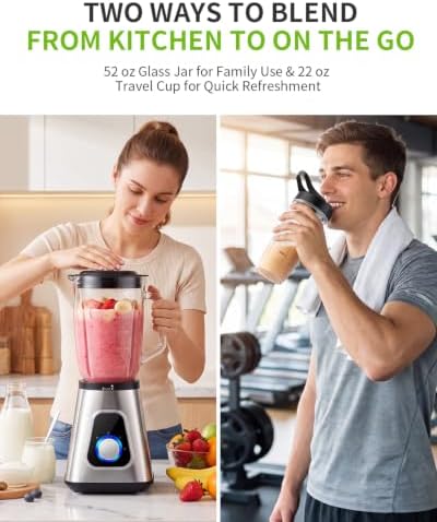 GDOR Smoothie Blender for Kitchen, 1200W Glass Blender with To-Go Cup Combo - Image 3
