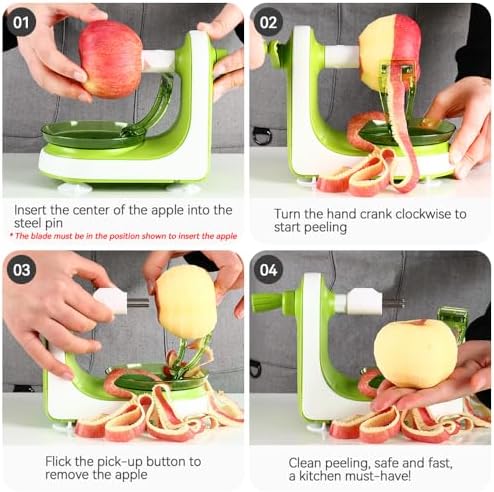 Manual Apple Peeler with Suction Base - Quick, Safe Desktop Apple Skin Peeler, Replaceable Blade, Easy to Clean for Home Kitchen Quick Applesauce Pie Making