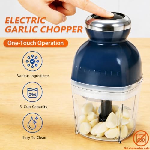 Brigii Electric Garlic Mincer & Onion Chopper, 3-Cup Mini Food Processor - Image 2