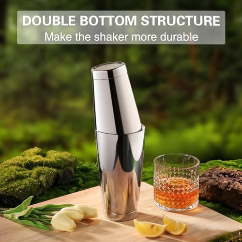 Boston Cocktail Shaker Set, 18 oz & 28 oz, Stainless Steel (Silver)