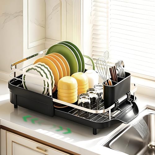 Dish Drying Rack for Kitchen Counter,Expandable 15-22.4 in,Dish Drainer