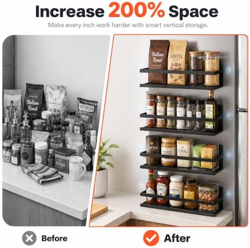 Magnetic Spice Rack 4-Pack – Heavy-Duty, Rust-Resistant
