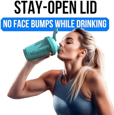 2 Pack 20oz Protein Shaker Bottle for Protein Mixes, Aqua Set