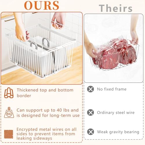 Large Freezer Organizer Bins for 5 to 9 Cu.Ft,4Pack, Leak-Proof Bottom